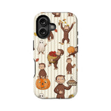 Funda para teléfono con temática otoñal de Curious George