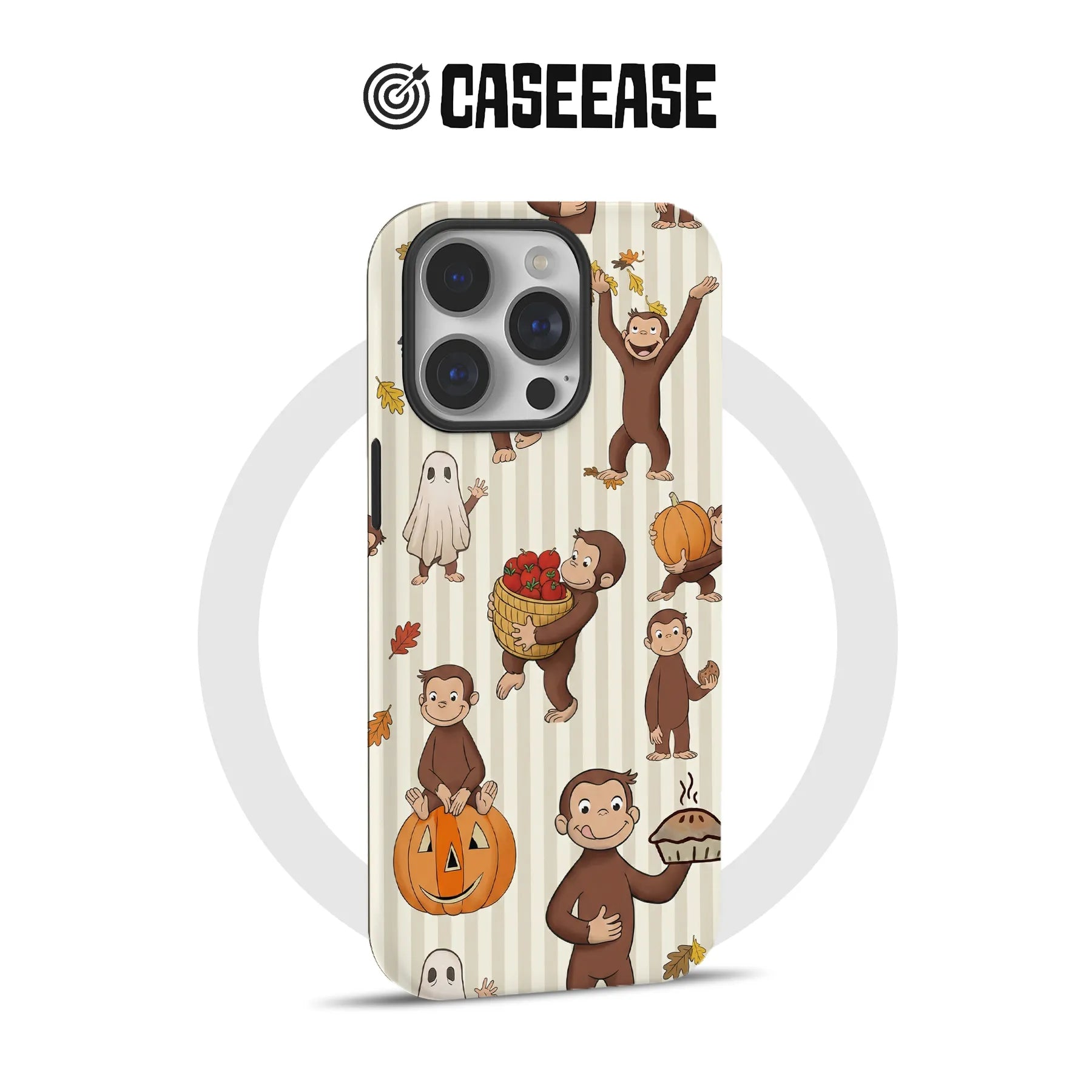 Funda para teléfono con temática otoñal de Curious George