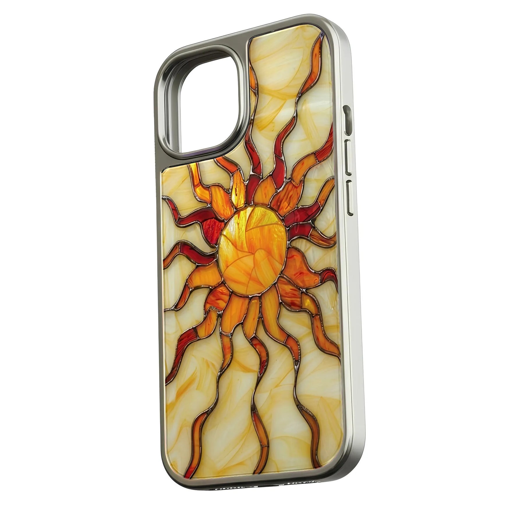 Holographic Chrome Sun Phone Case - Stained Glass Design & Vibrant Colors