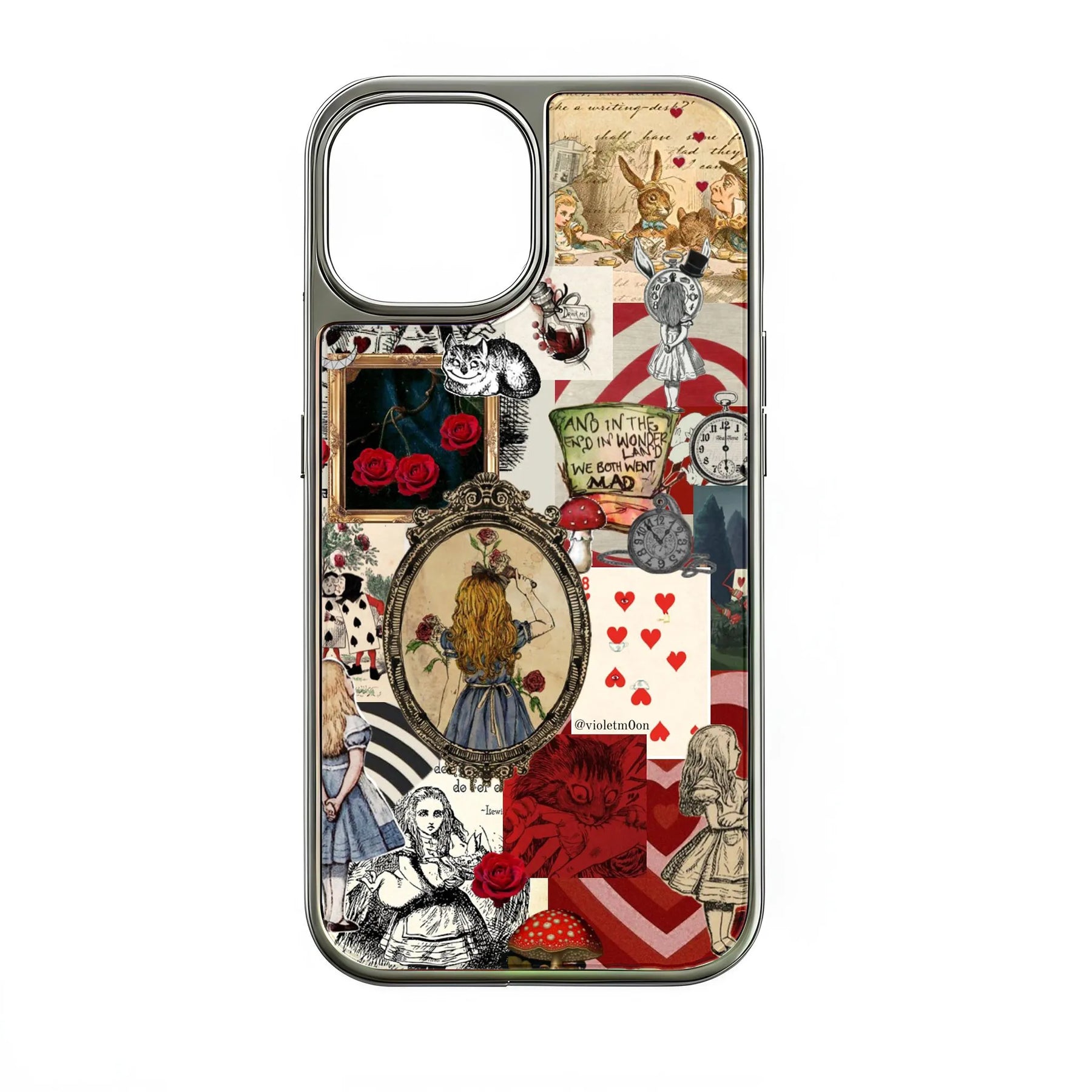 Funda para teléfono holográfica cromada de Alicia en el País de las Maravillas - Diseño caprichoso
