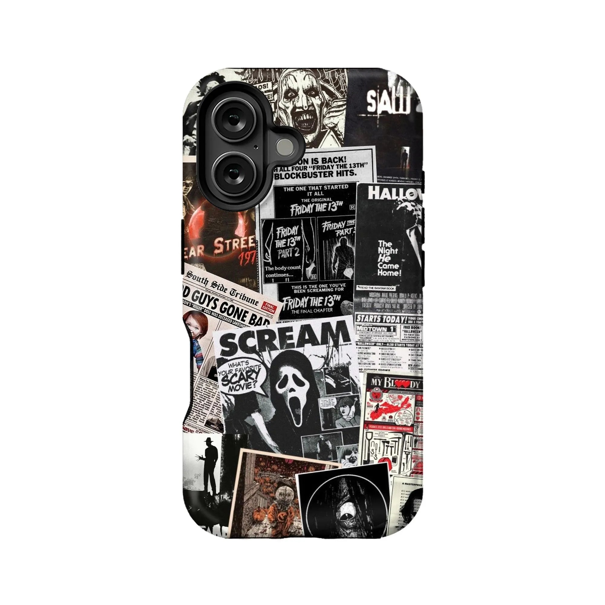 Funda para teléfono con collage de películas de terror