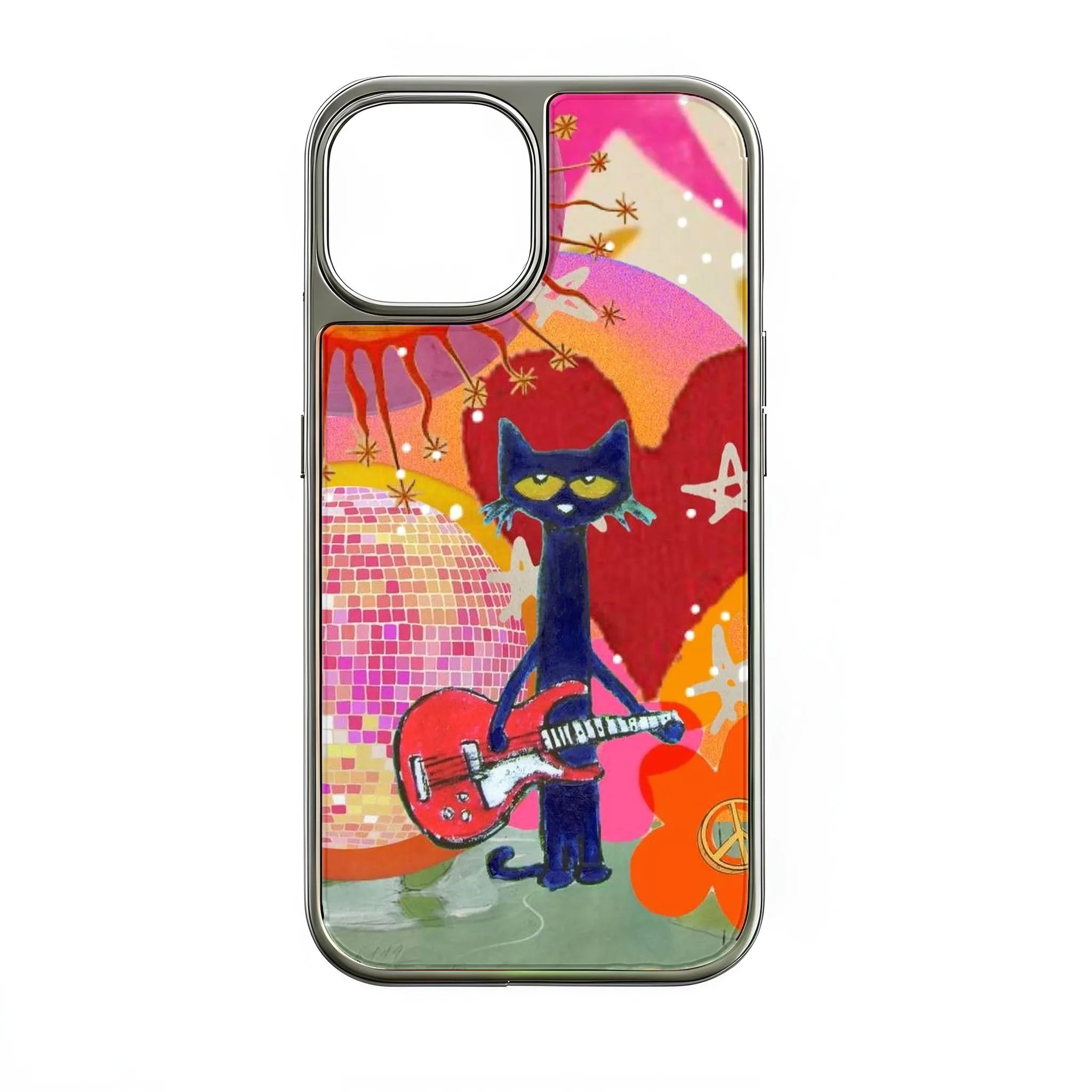 Funda holográfica cromada para teléfono - Diseño de gato divertido