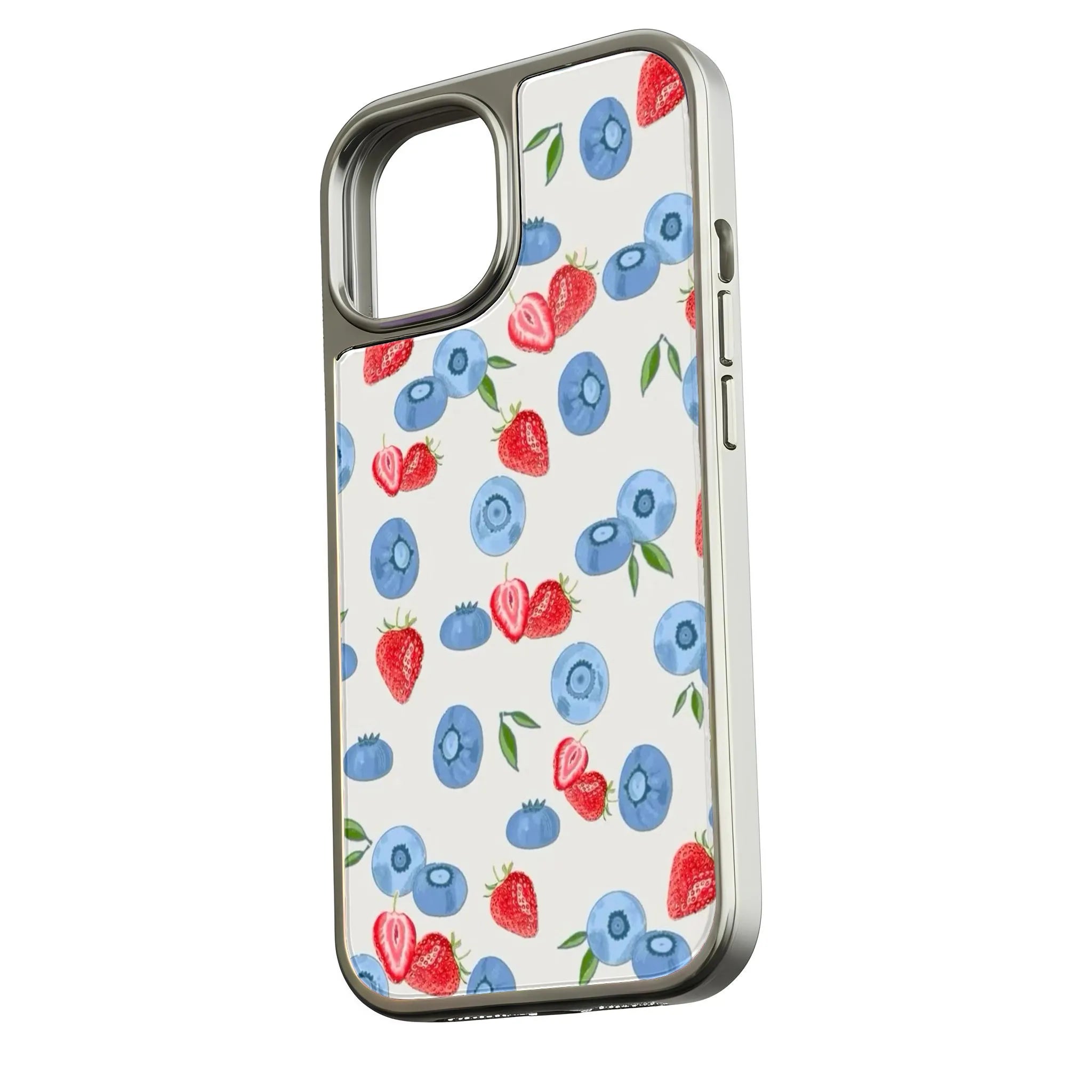 Holographic Chrome Berry Phone Case - Stylish Fruit Design