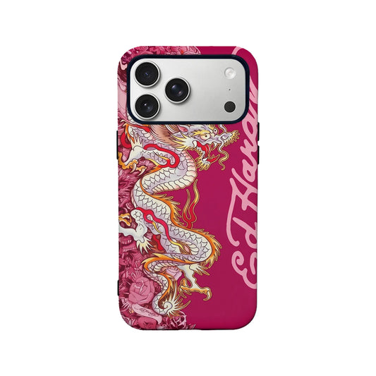 Ed Hardy White Dragon Floral Phone Case for iPhone