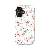 Funda rústica para teléfono con flores rojas: fresca y natural