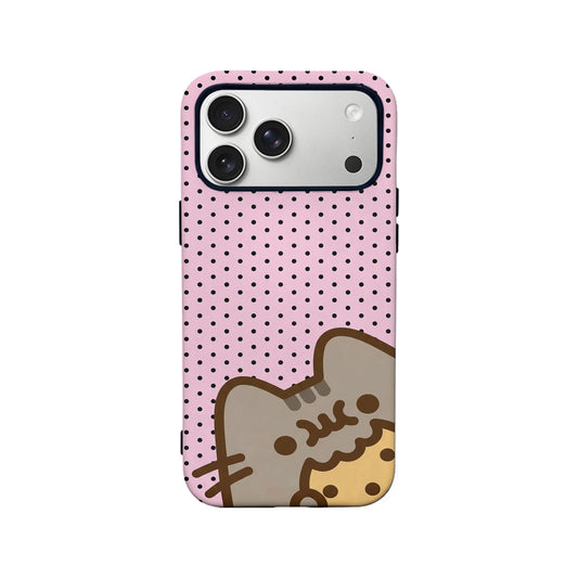 Cute Pusheen Cat Phone Case - Pink Polka Dot Design