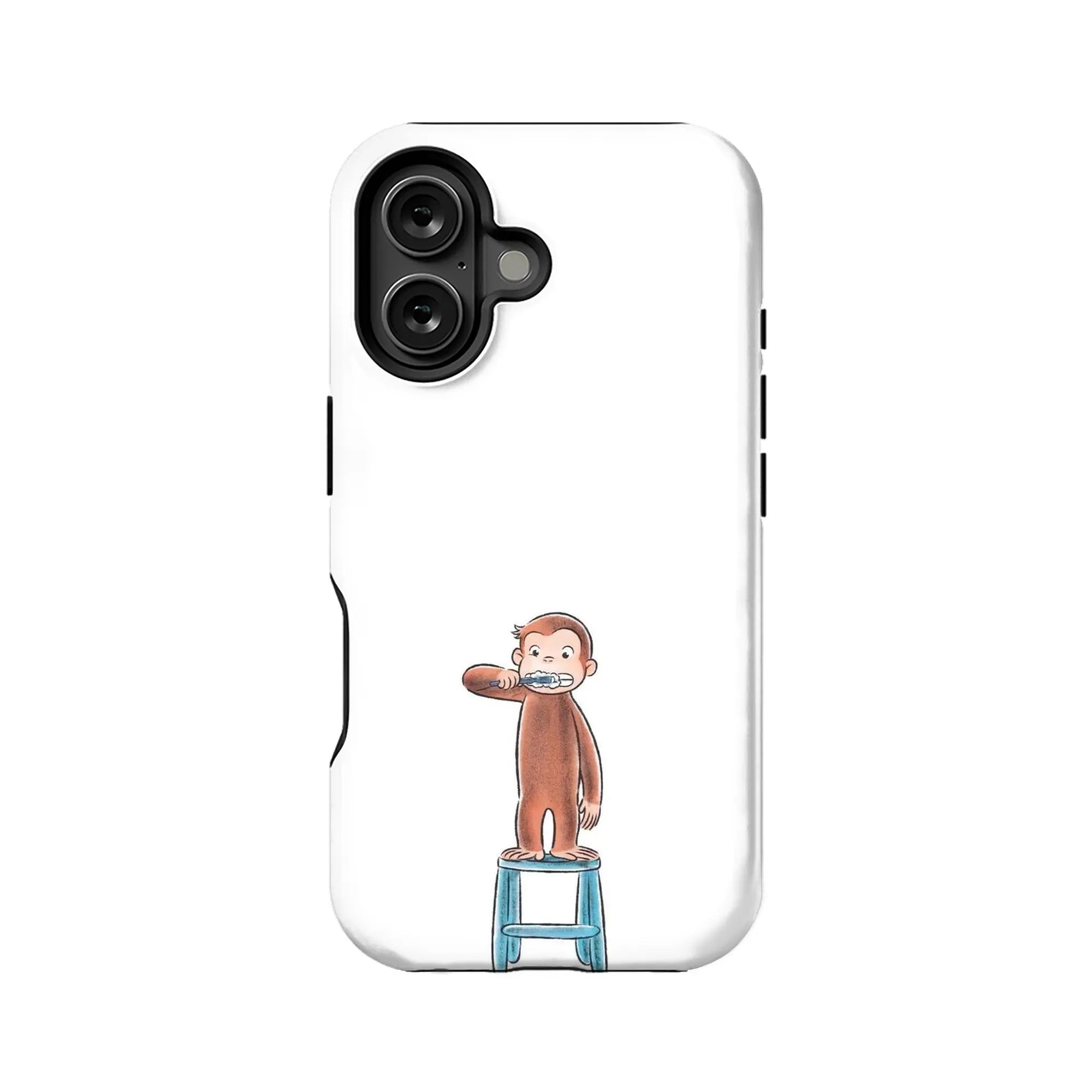 Funda para teléfono de George el curioso cepillándose los dientes