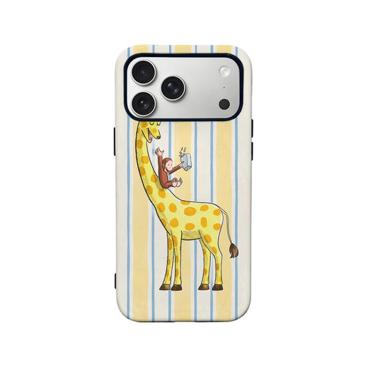 Bonita funda para teléfono con jirafa y mono