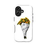 Elegante funda para teléfono con ramo de girasoles – Diseño Prada de lujo