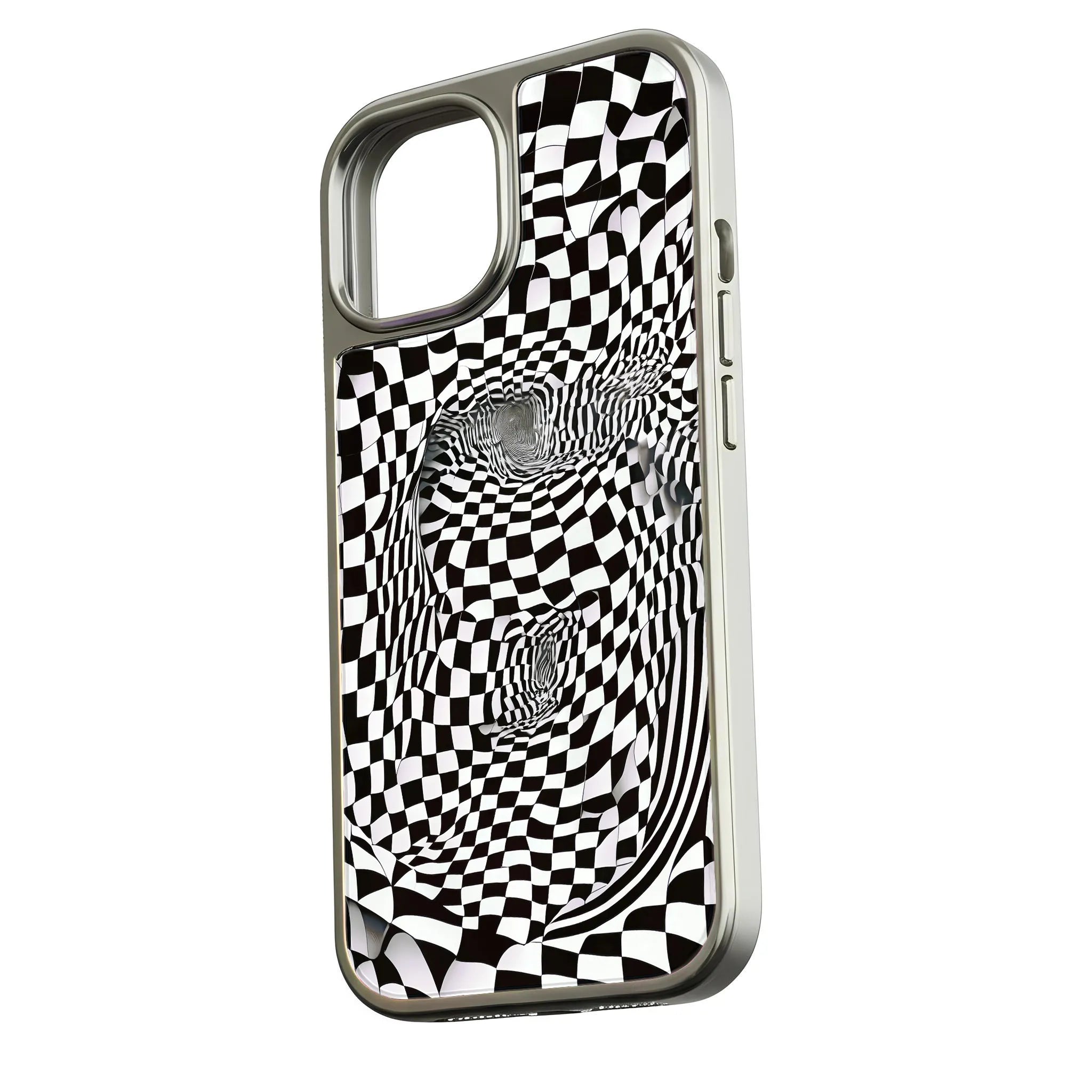 Holographic Chrome Phone Case for iPhone 15 Pro - Optical Illusion Design