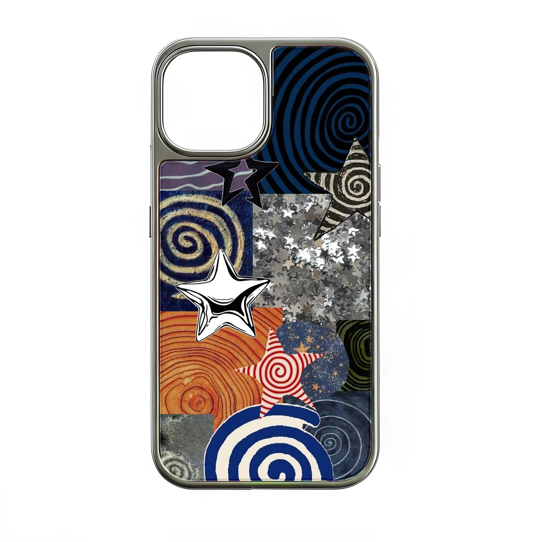Holographic Chrome Phone Case - Starry Patterns & Metallic Shine