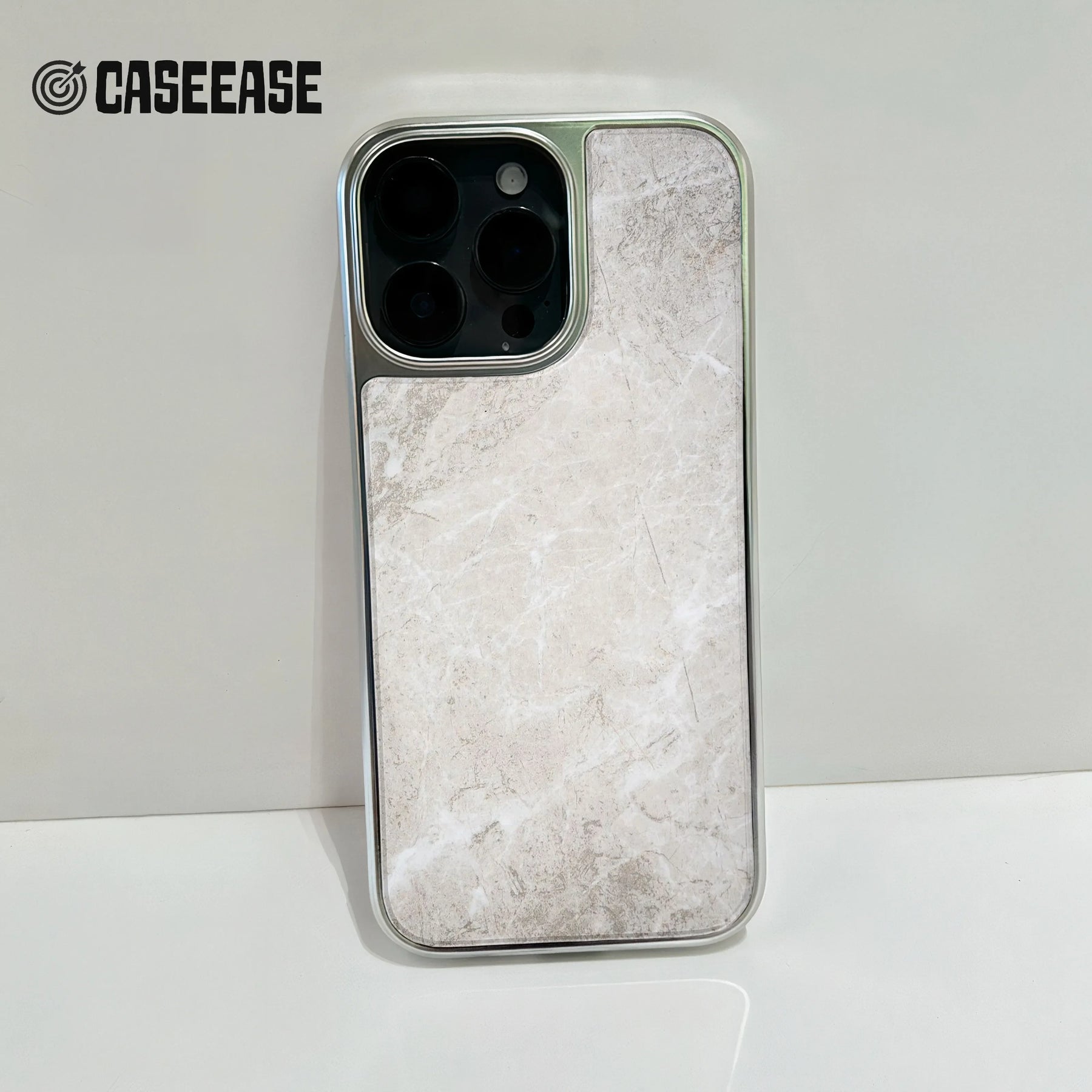 홀로그램 크롬 iPhone 15 Pro 케이스 - 우아한 대리석 디자인