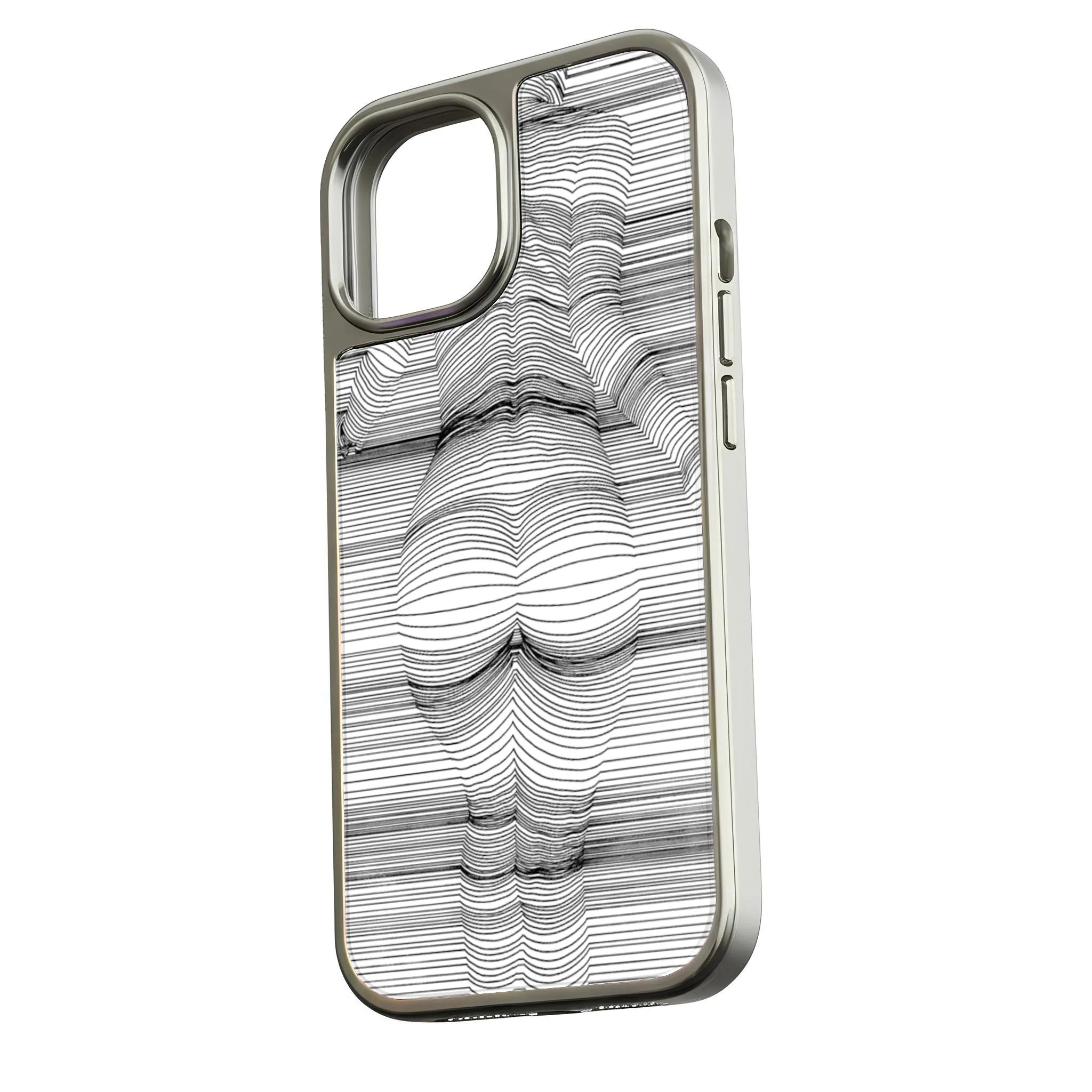 Holographic Chrome Phone Case for iPhone 14 - Striped Art Design