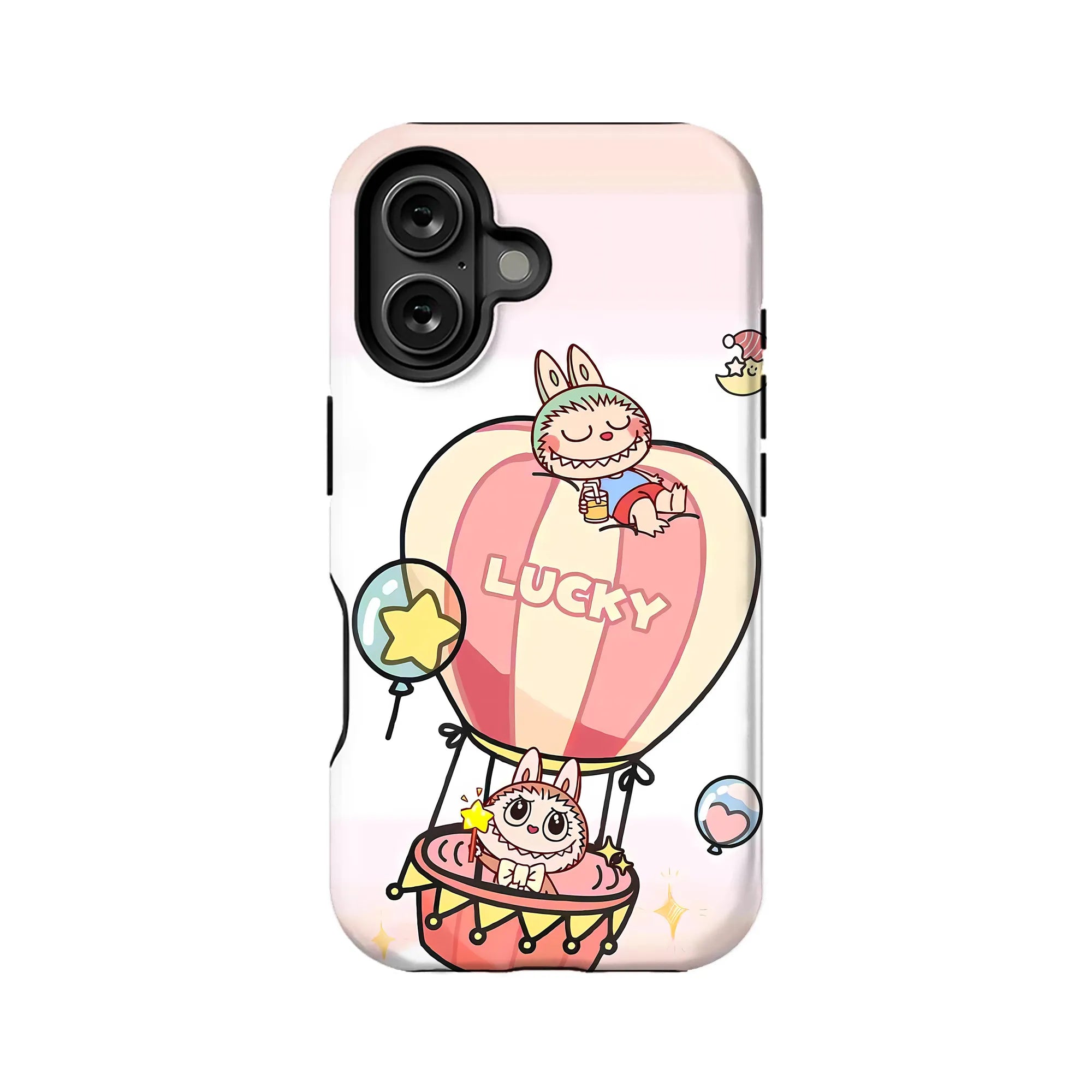 Funda para teléfono Labubu con globo aerostático de la suerte