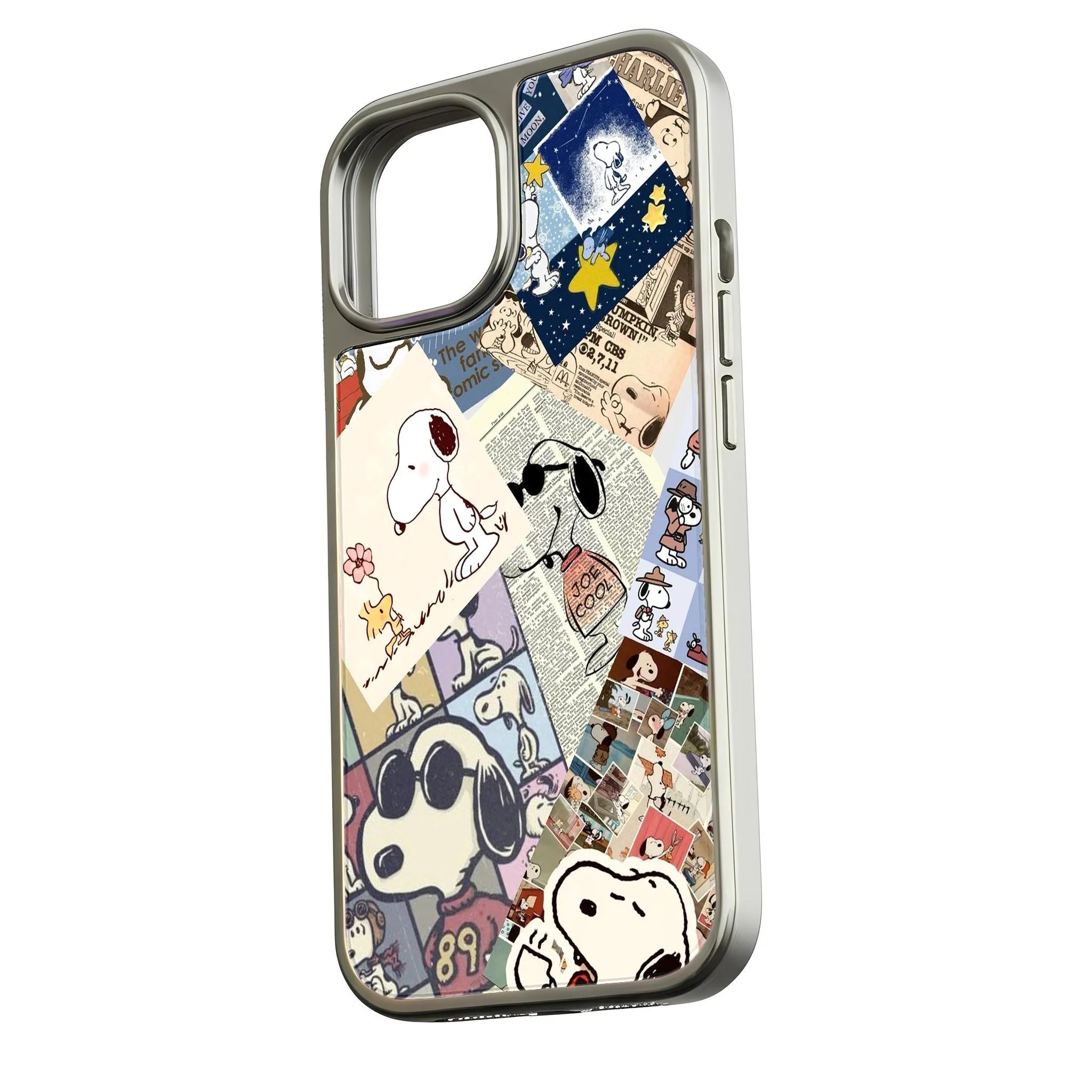 Holographic Chrome Snoopy Phone Case - Retro Collage Design