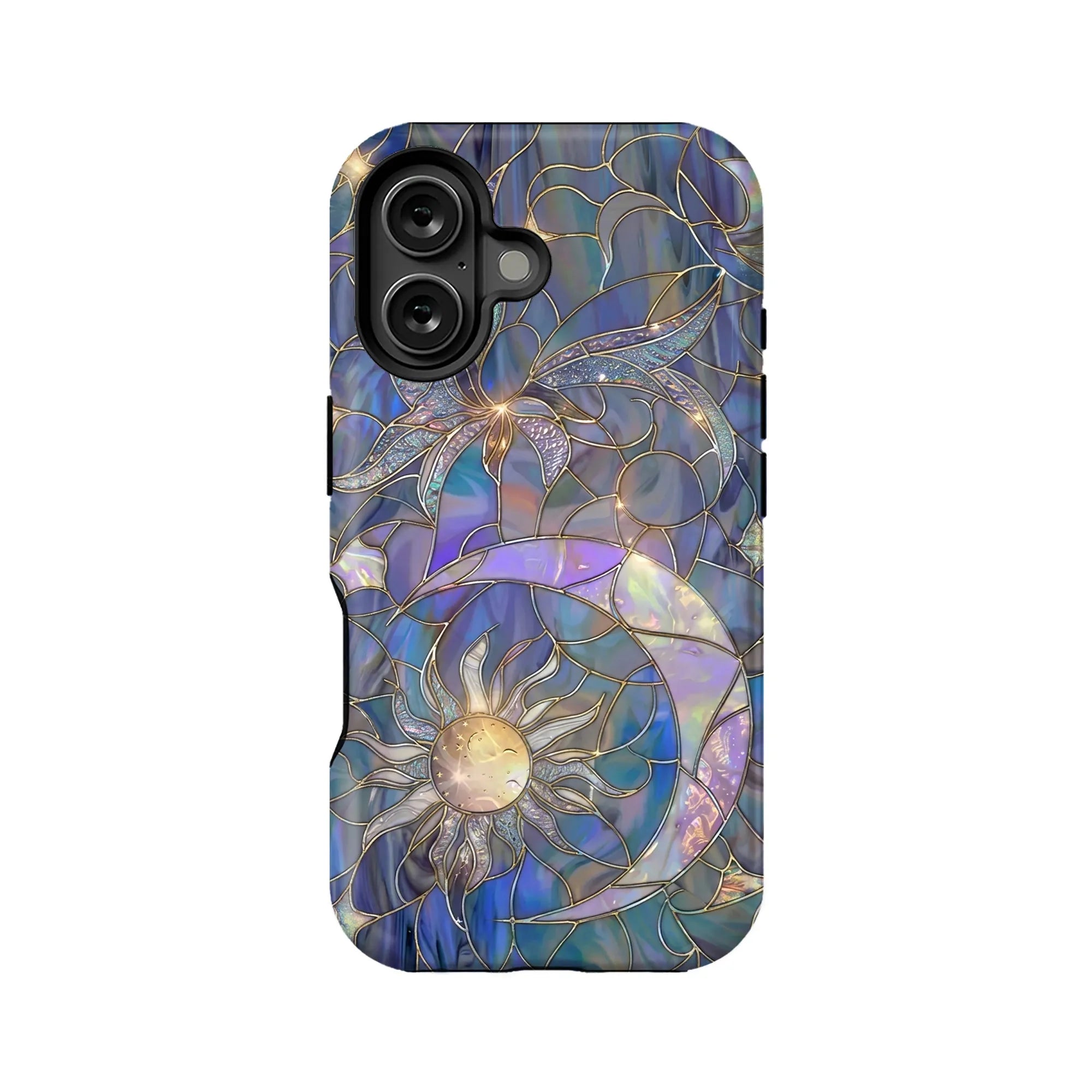 Estuche para teléfono con vitrales de sol y luna