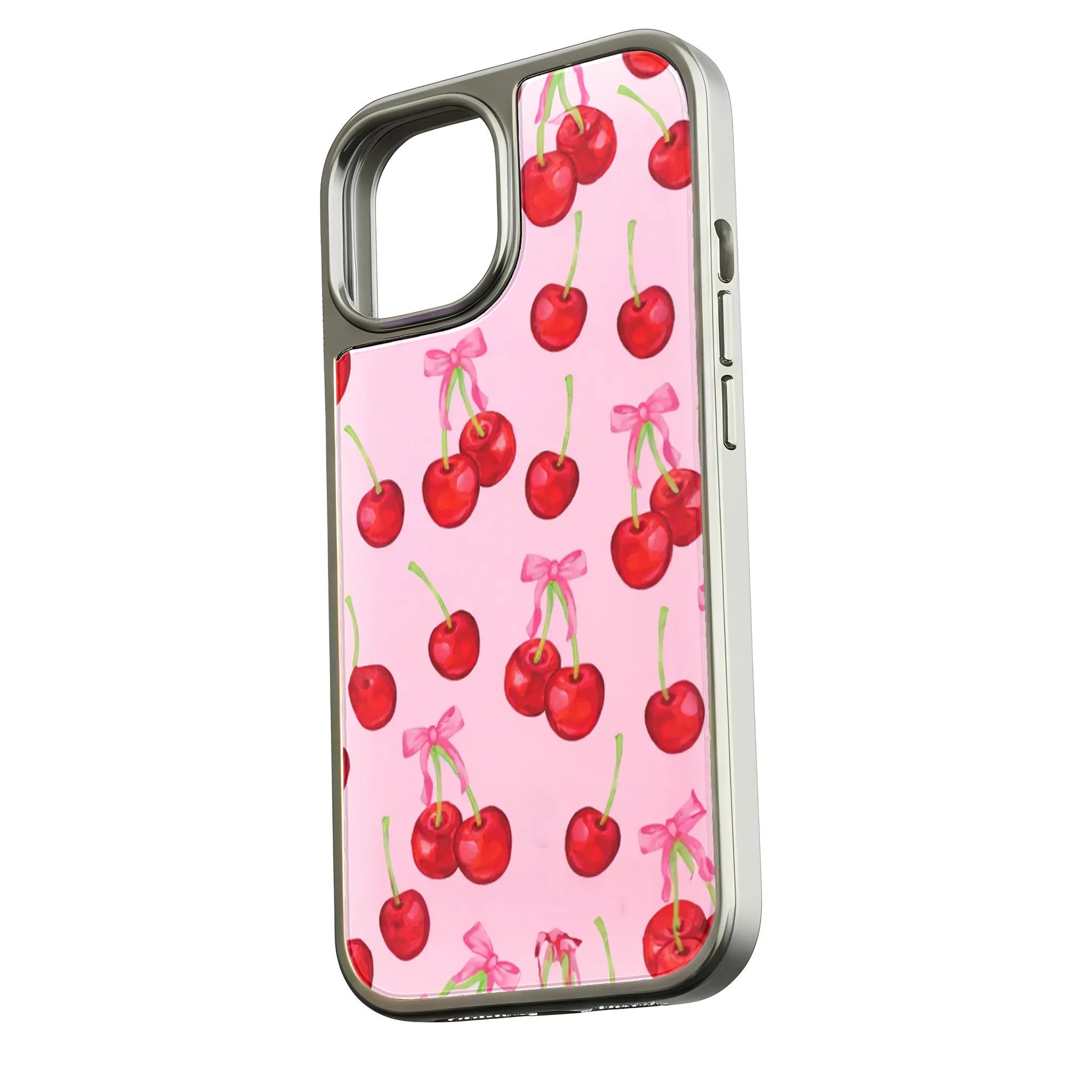 Cherry Blossom Phone Case - Vibrant Cherry Design on Soft Pink Background
