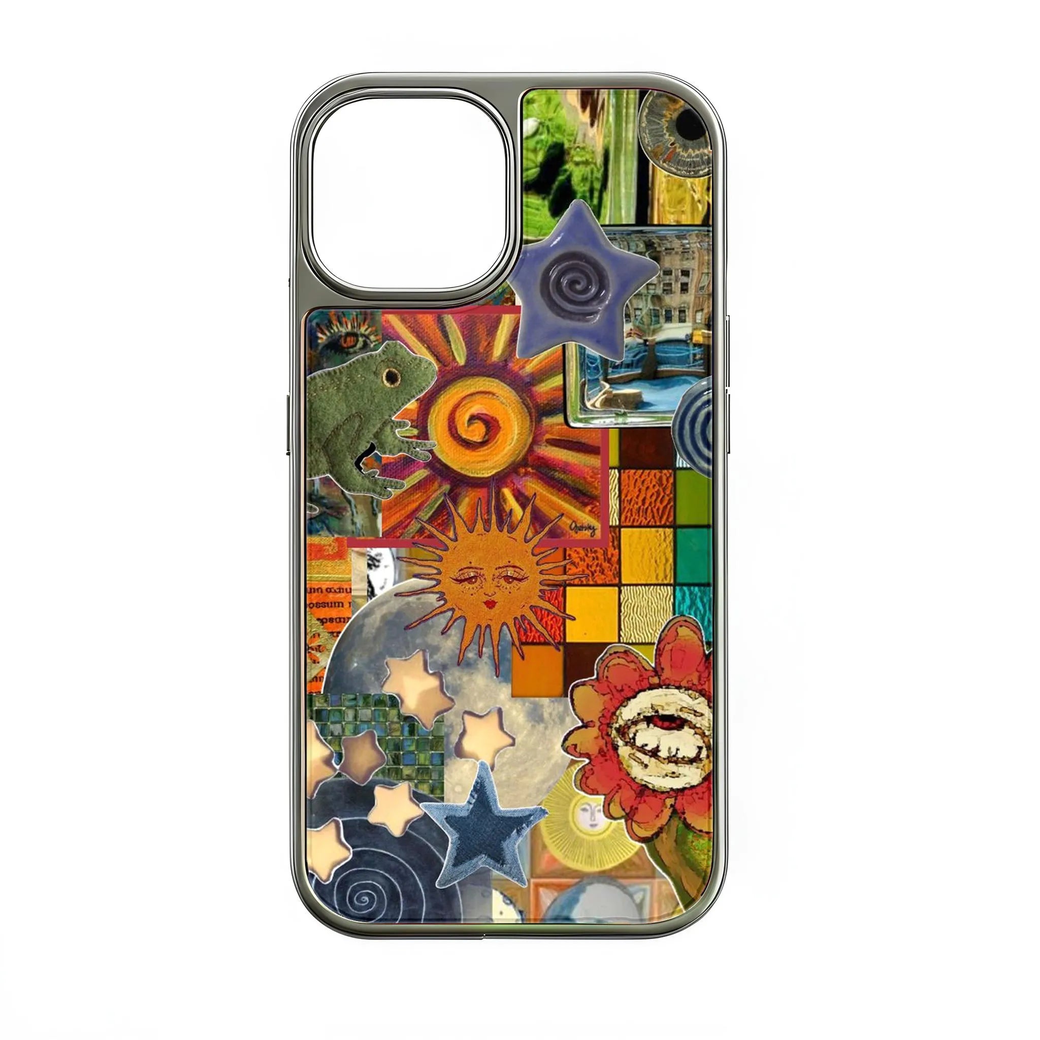 Holographic Chrome Phone Case - Colorful Collage Design