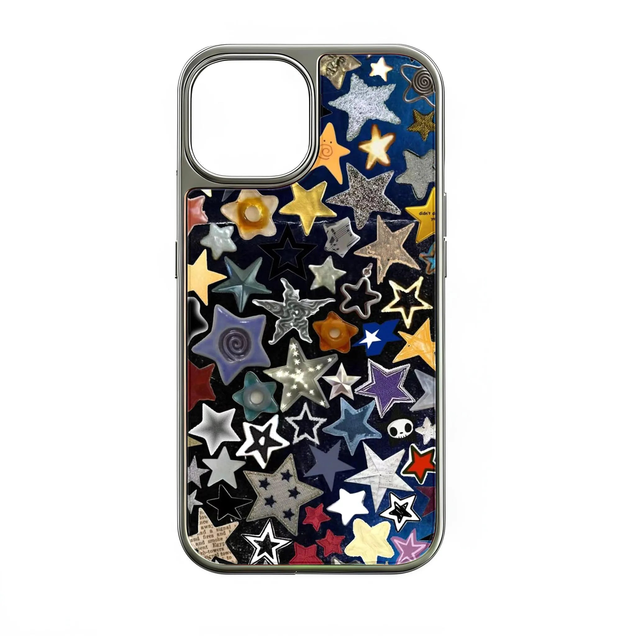 Holographic Chrome Starry Phone Case - Colorful Star Design