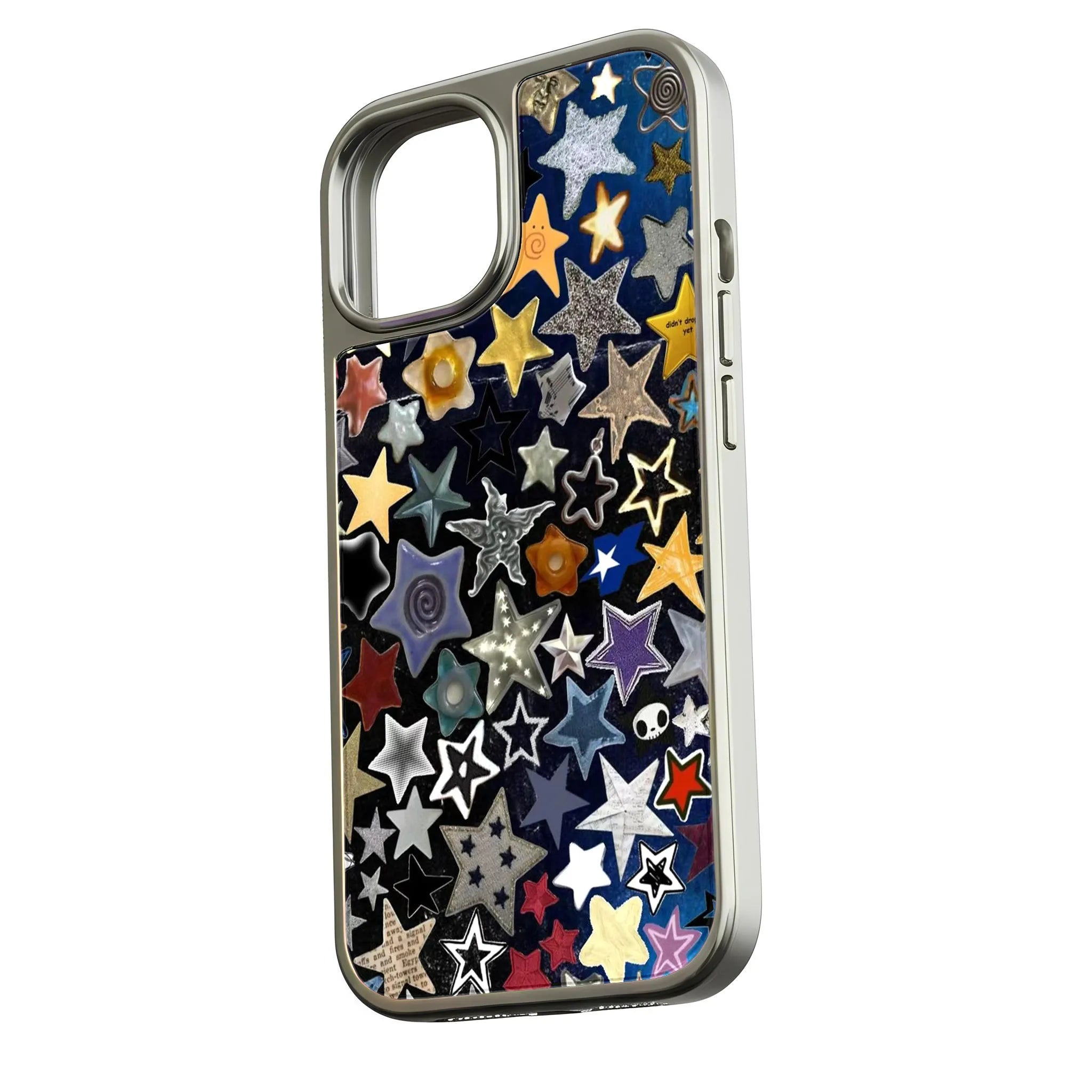 Holographic Chrome Starry Phone Case - Colorful Star Design