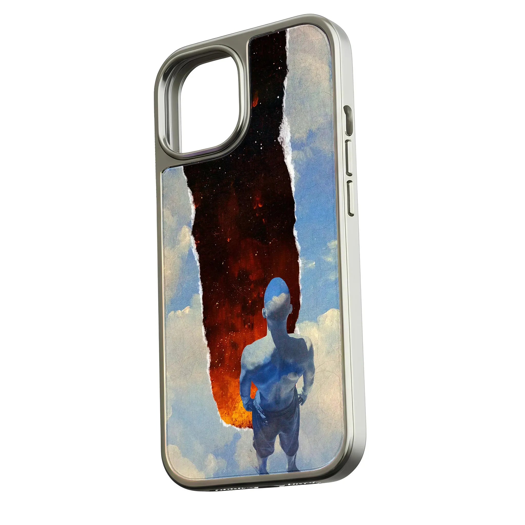 Holographic Chrome Phone Case for iPhone 15 - Cosmic Horizon Design