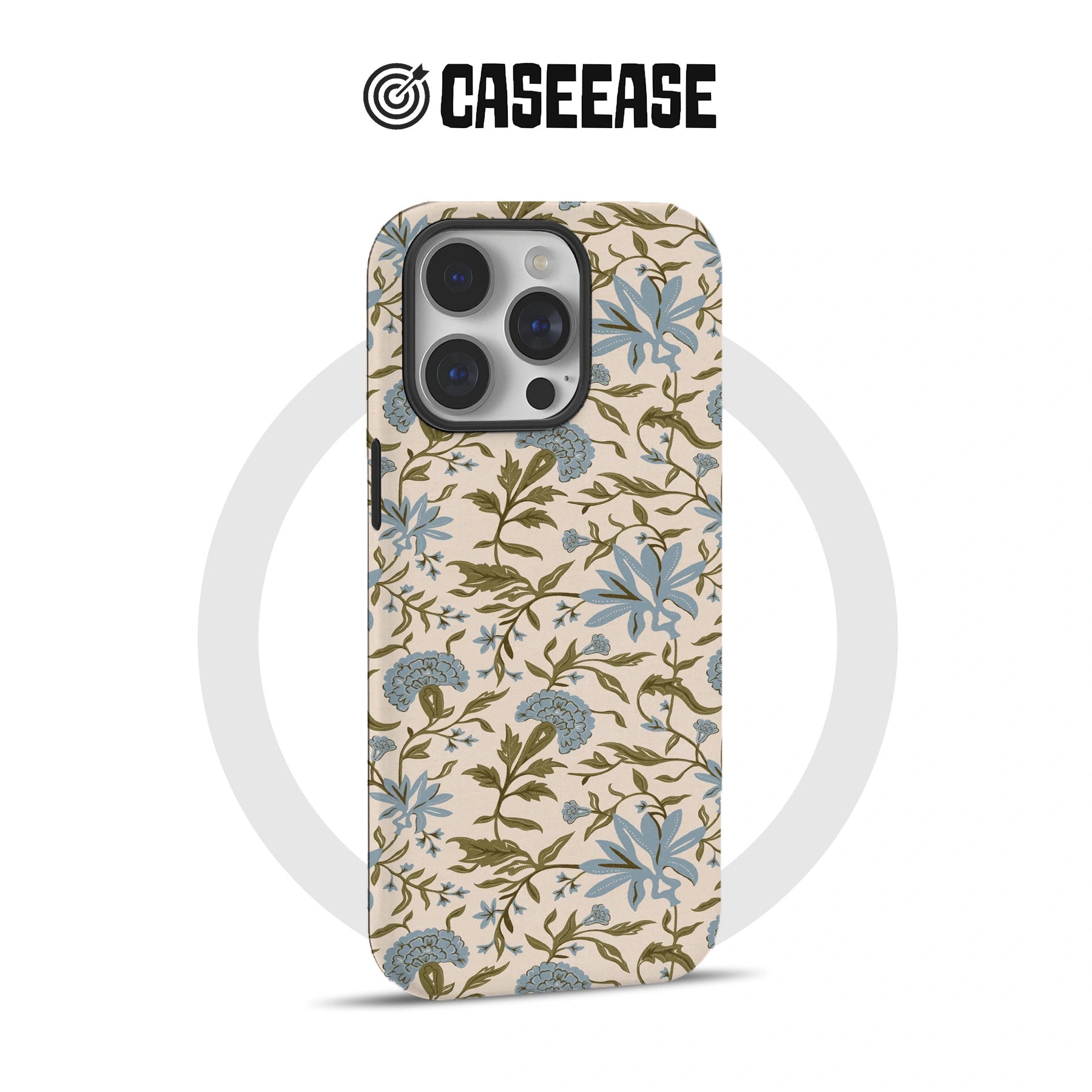 Elegante funda para teléfono con diseño floral vintage: diseño botánico azul y verde
