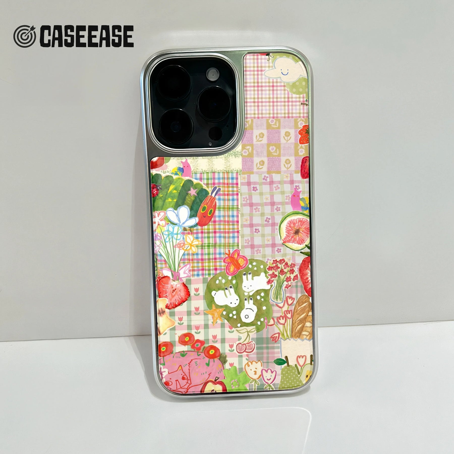 Funda holográfica cromada para teléfono - Diseño de jardín caprichoso