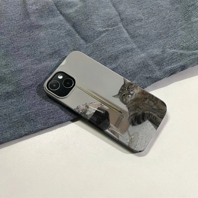 파란 고양이 귀여운 동물 아이폰 폰 케이스