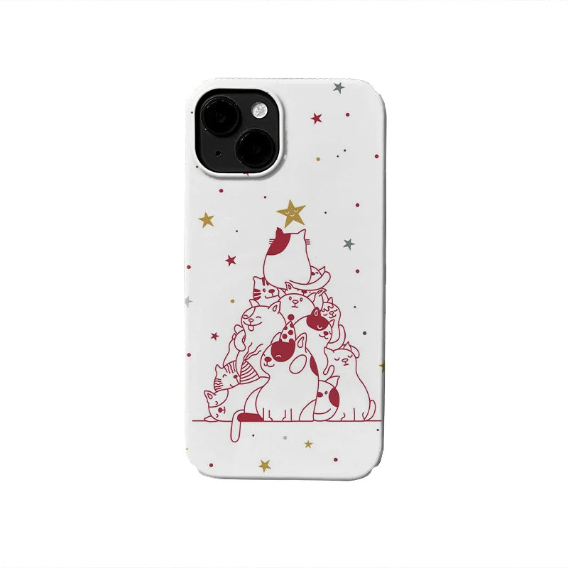 Funda para teléfono con diseño de árbol navideño para gatos