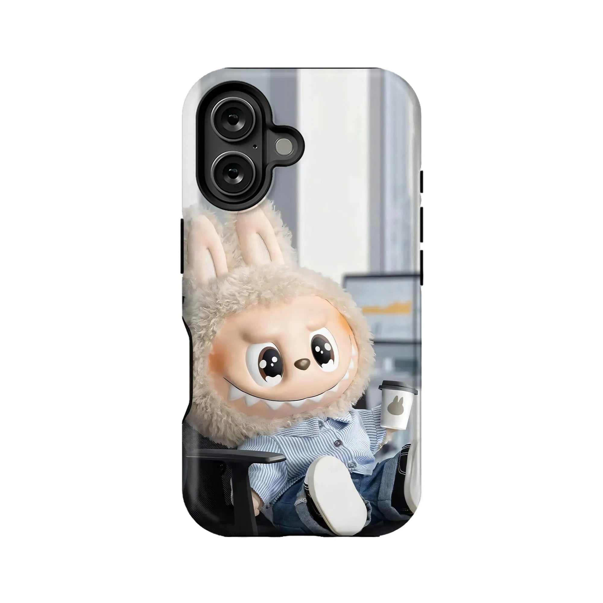 Bonita funda para teléfono con el personaje de dibujos animados Labubu