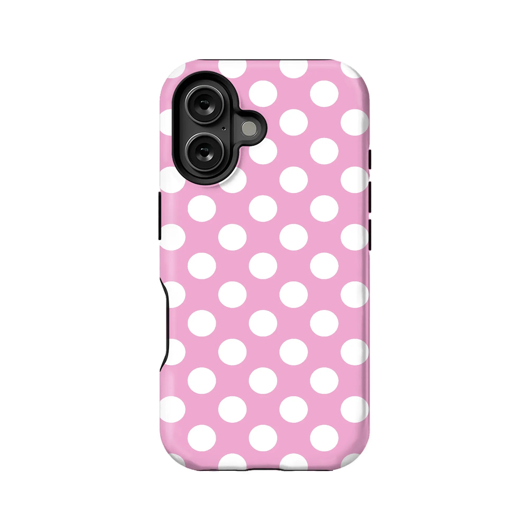 Funda para teléfono rosa con lunares para una protección elegante