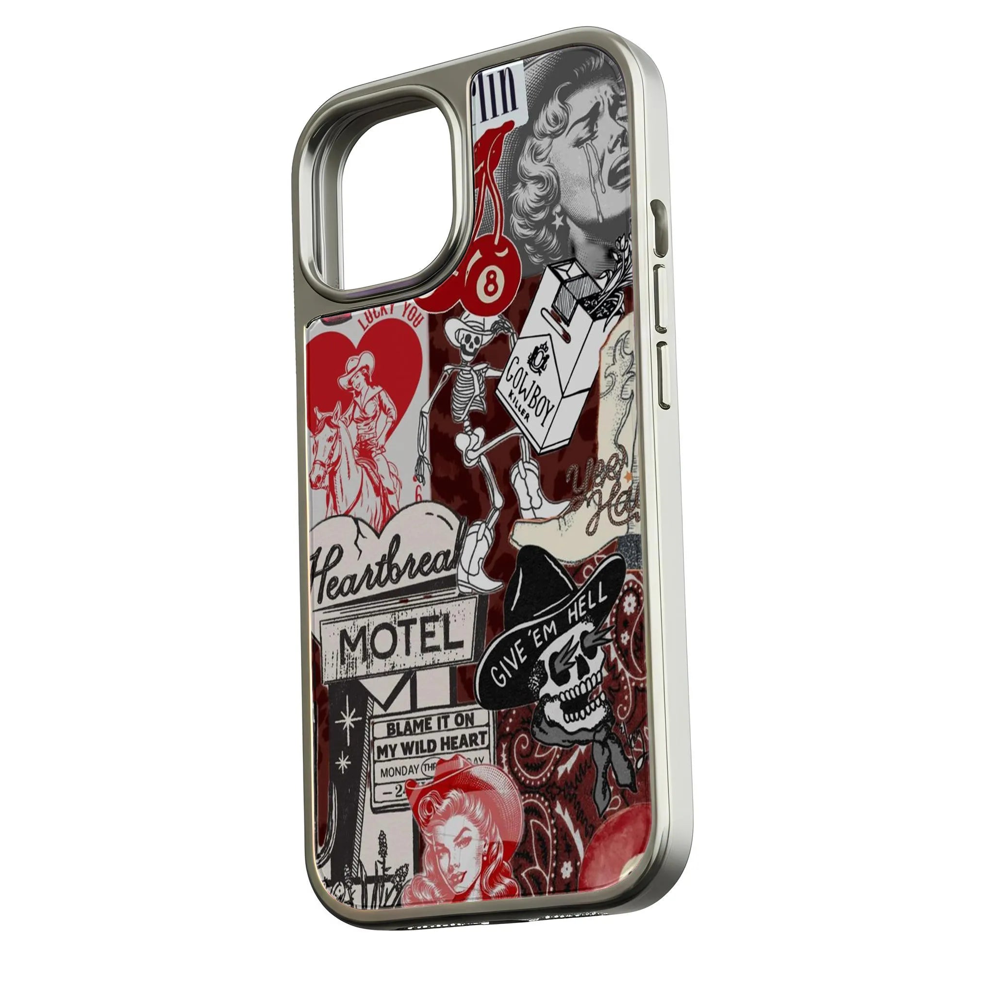 Holographic Chrome Phone Case - Retro Tattoo Art Design