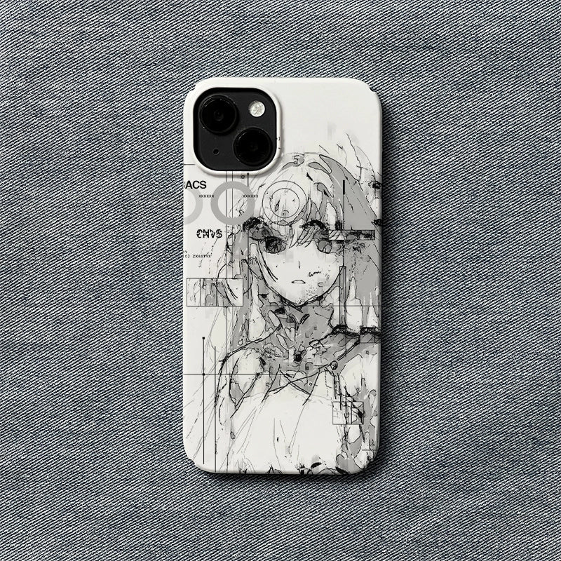 Street Style Anime Phone Case 2025 – Edgy Monochrome Art Design