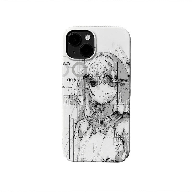Street Style Anime Phone Case 2025 – Edgy Monochrome Art Design