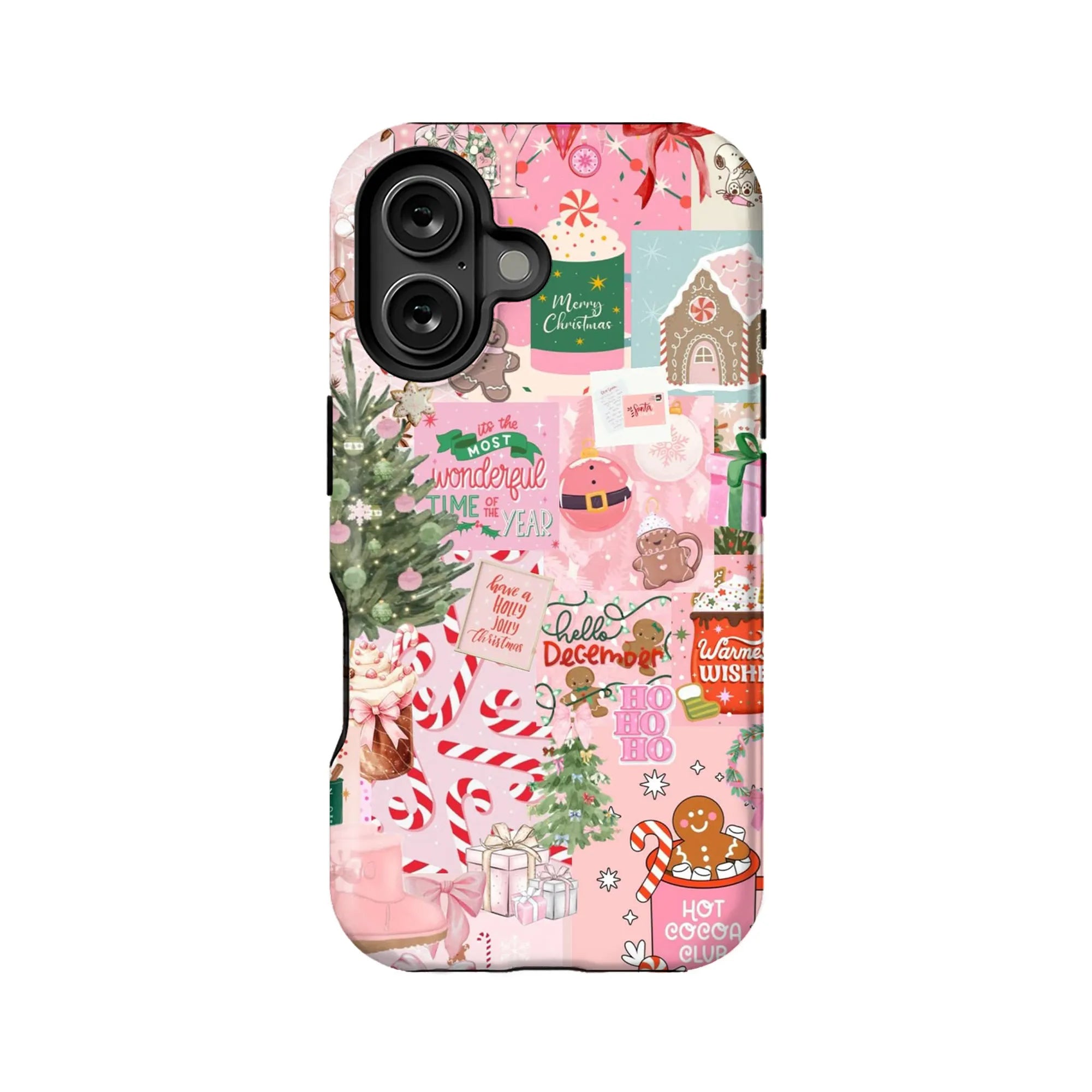 Funda para teléfono con collage navideño festivo