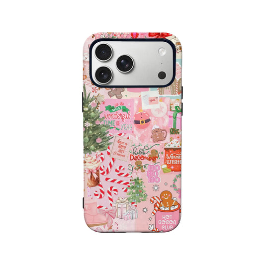 Funda para teléfono con collage navideño festivo