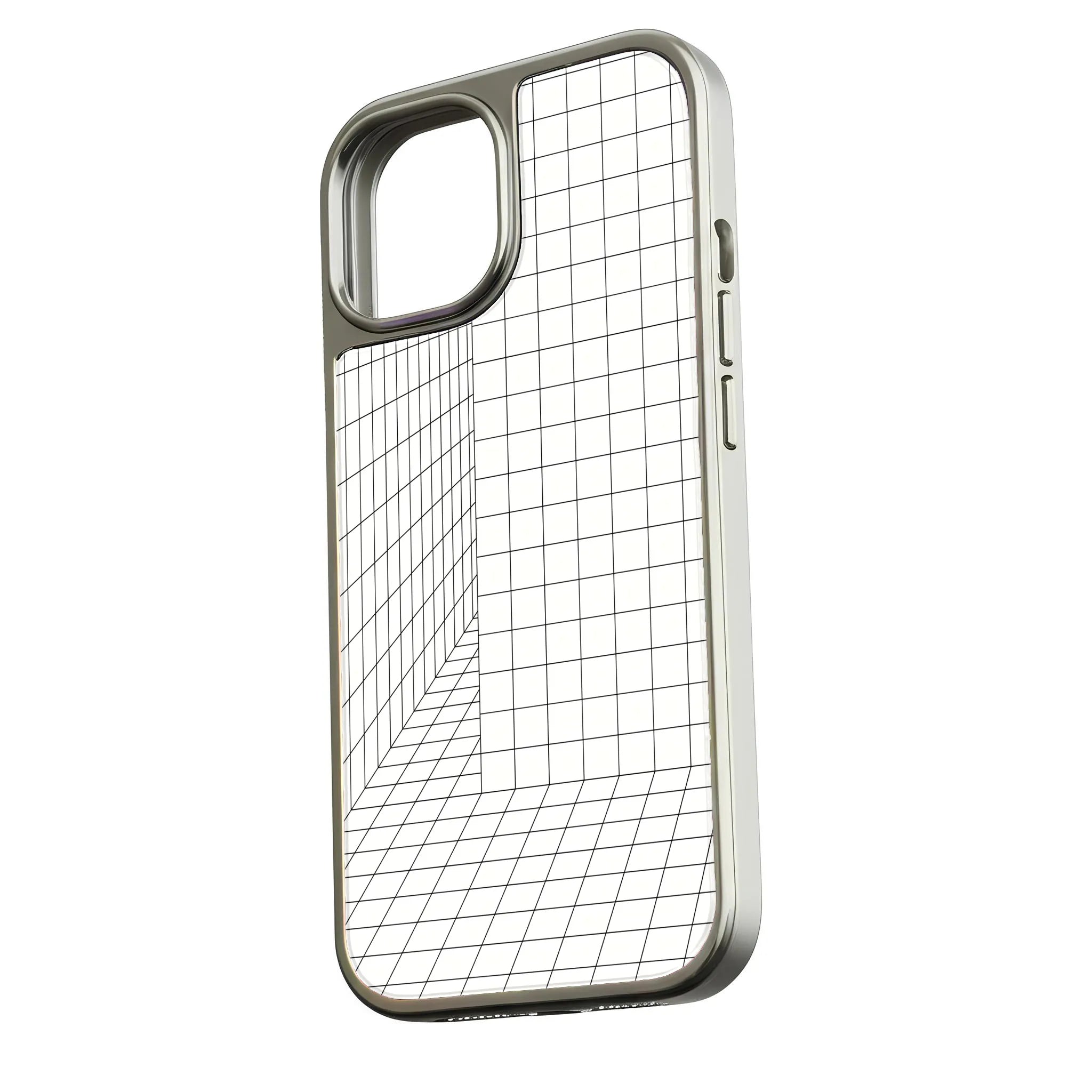 Holographic Chrome Phone Case for iPhone 14 Pro - 3D Grid Design