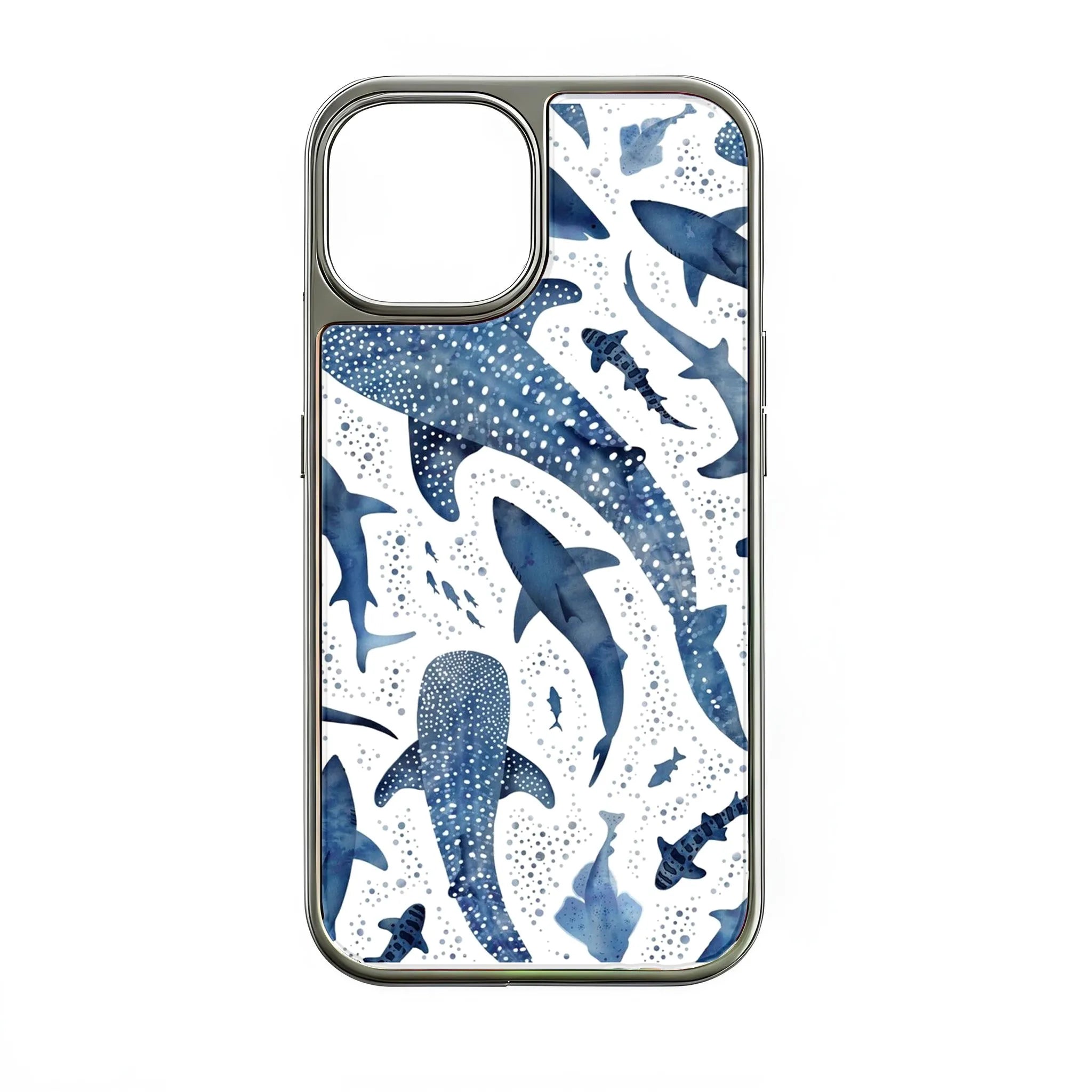 Funda holográfica cromada con diseño de tiburón - Azul océano