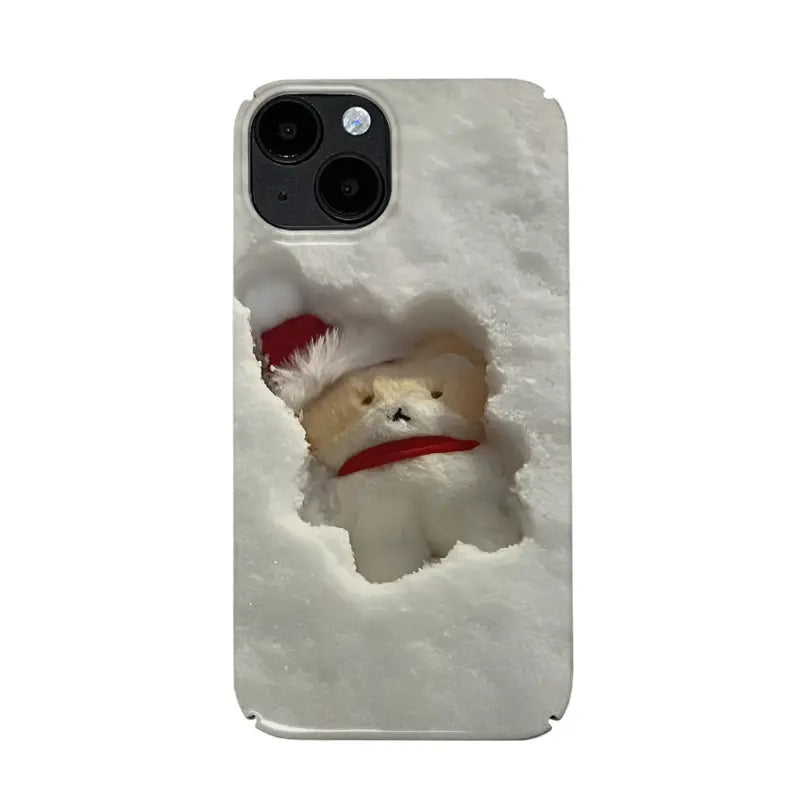 Funda para teléfono con diseño navideño de oso nevado: diseño acogedor y festivo