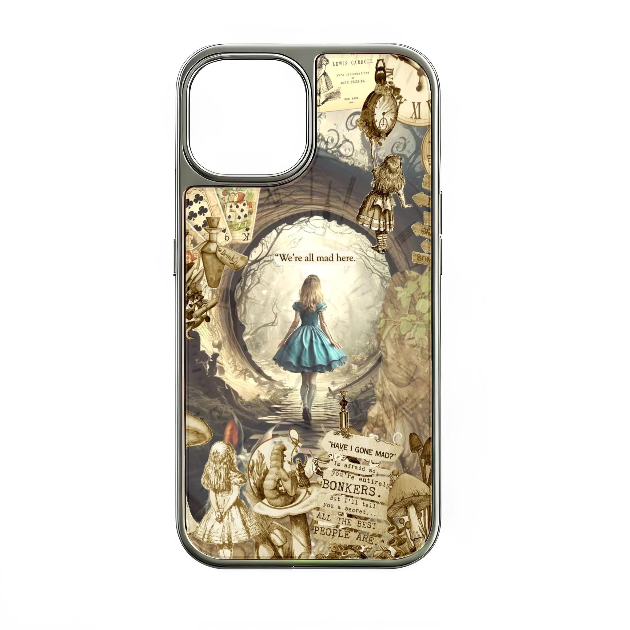 Holographic Chrome Alice in Wonderland Phone Case - Dreamy 3D Design