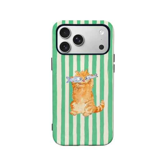 Funda para teléfono con un lindo gato y un pez