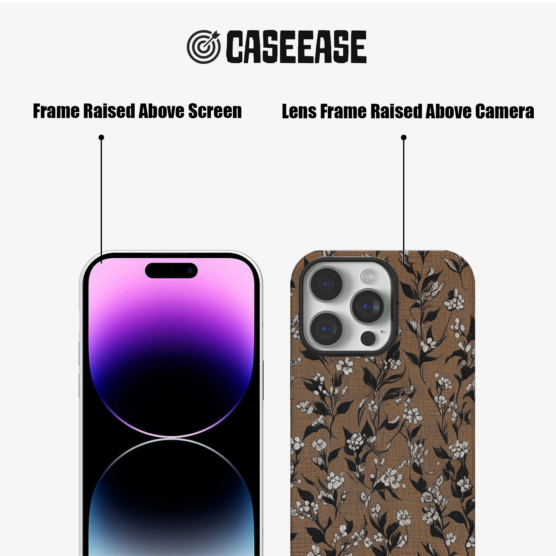 Funda para teléfono con diseño floral vintage: elegancia minimalista