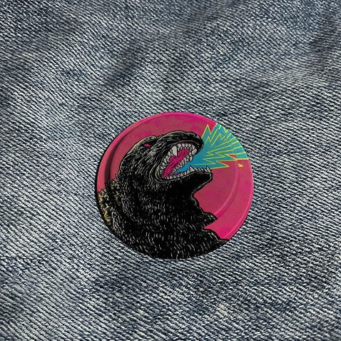 Soporte retro de Godzilla Pop Art para teléfono: Soporte neón con rugido de monstruo para smartphones