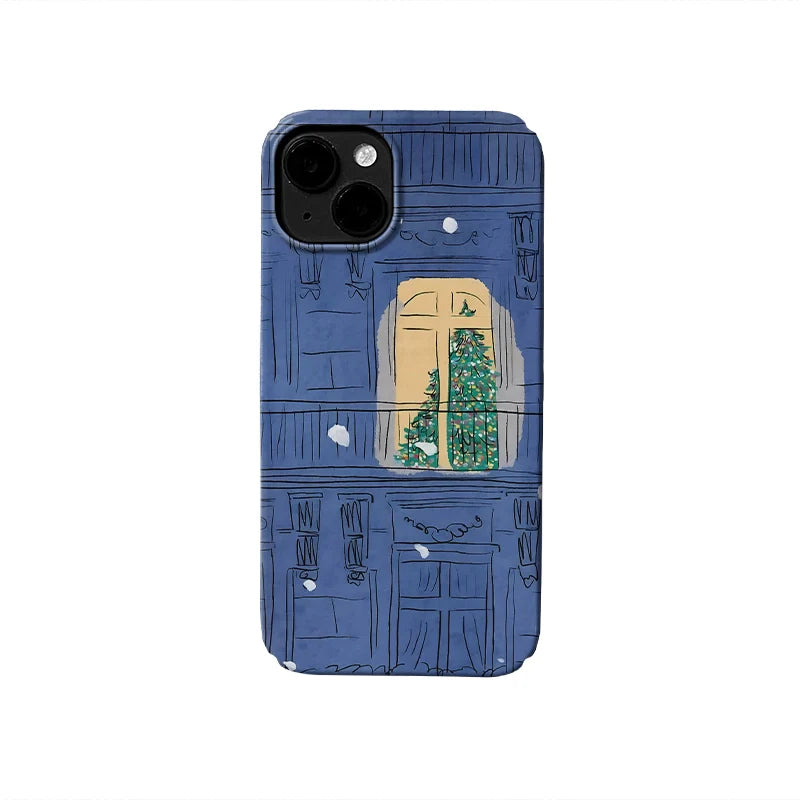 Funda navideña acogedora con ventana para teléfono: diseño festivo y artístico
