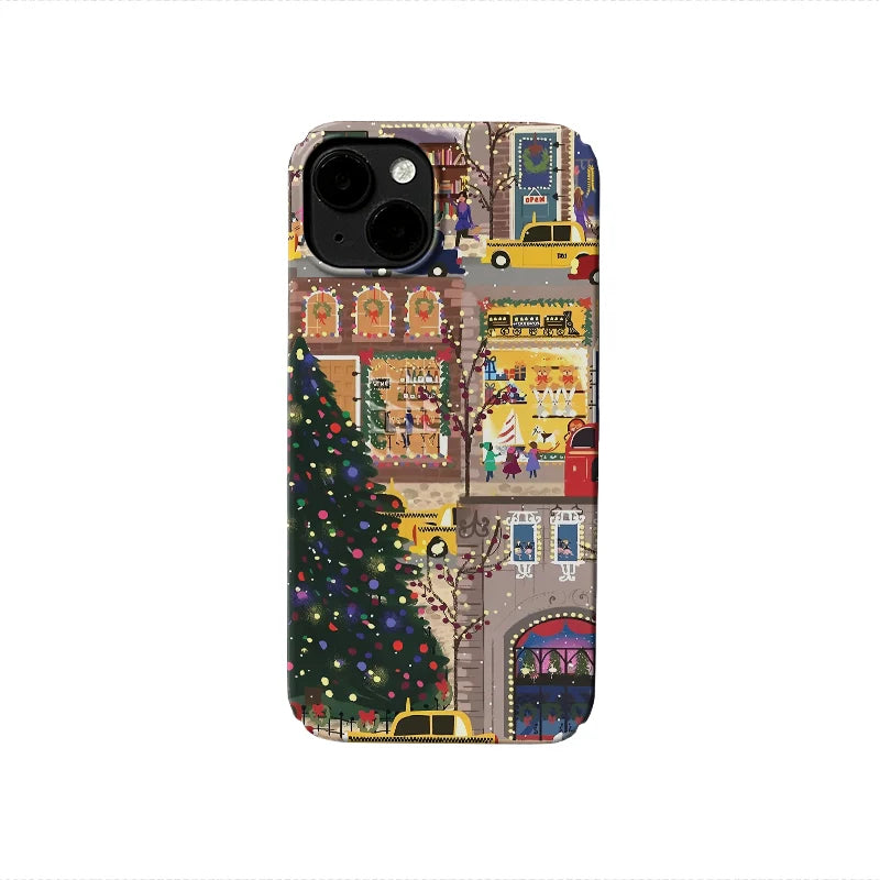 Funda para teléfono con luces navideñas de la ciudad
