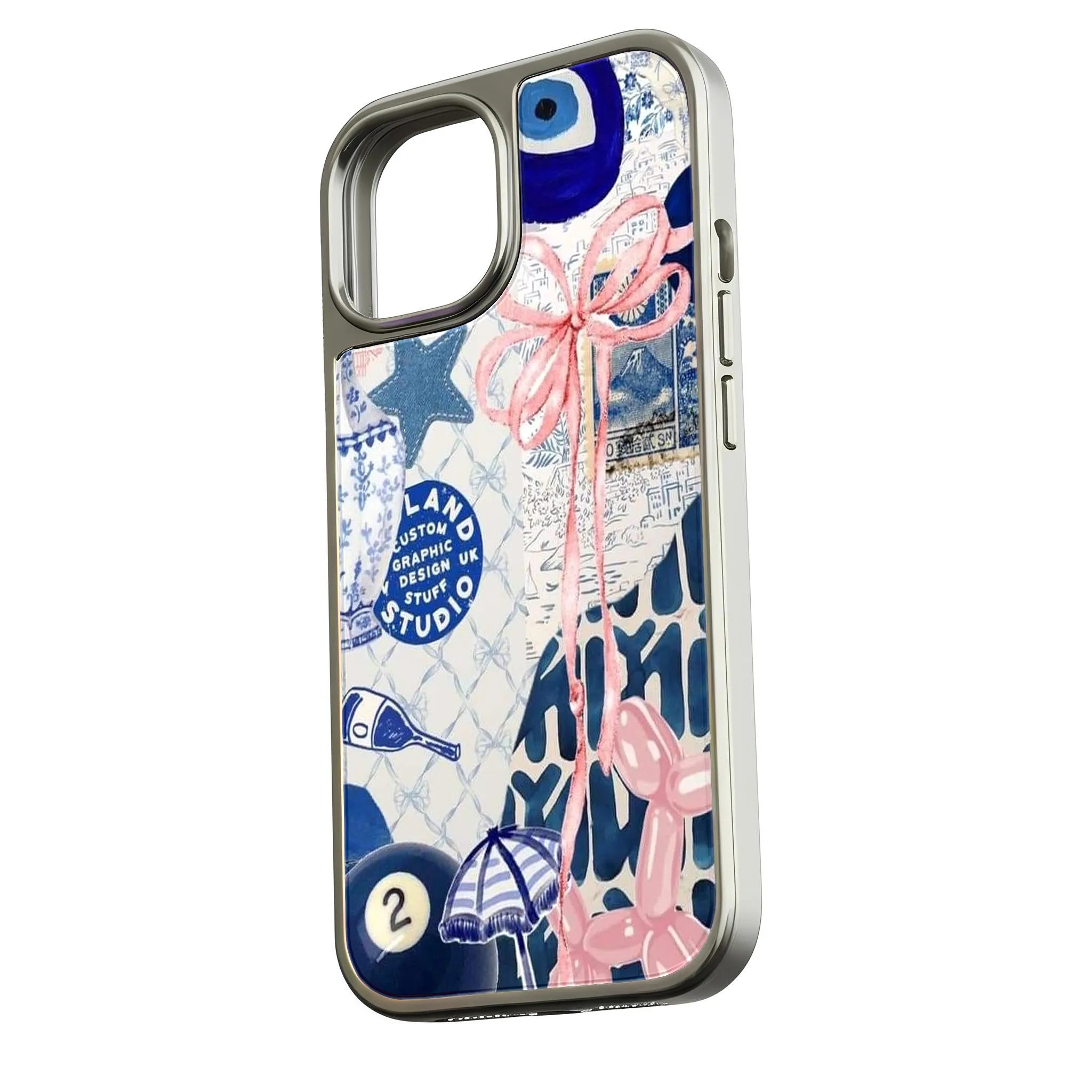 Holographic Chrome Phone Case - Vintage Collage Design