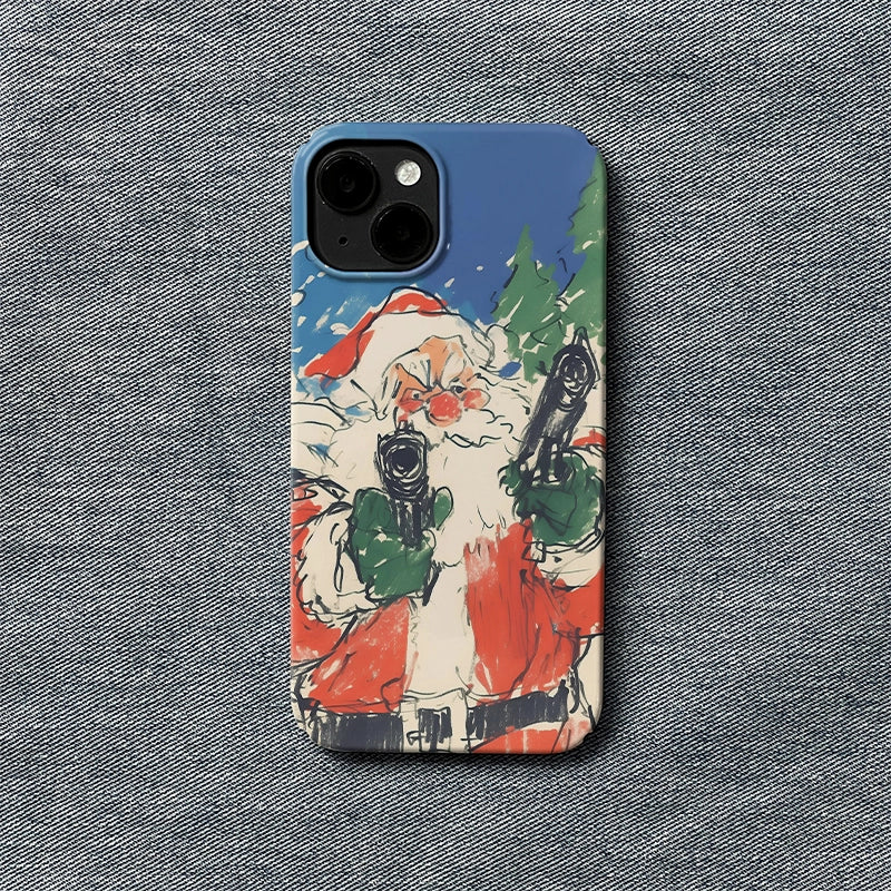 Funda para teléfono navideña con la acción festiva de Papá Noel