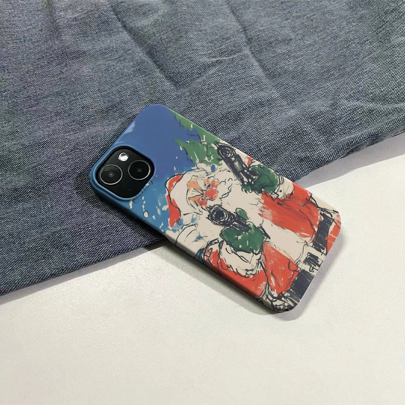 Funda para teléfono navideña con la acción festiva de Papá Noel