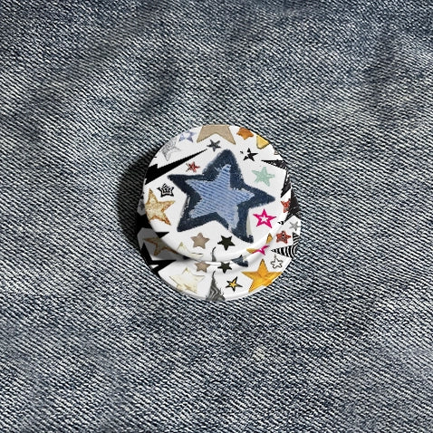 Soporte y agarre para teléfono con mezcla de estrellas eclécticas: soporte con estrellas de mezclilla, purpurina y estampados