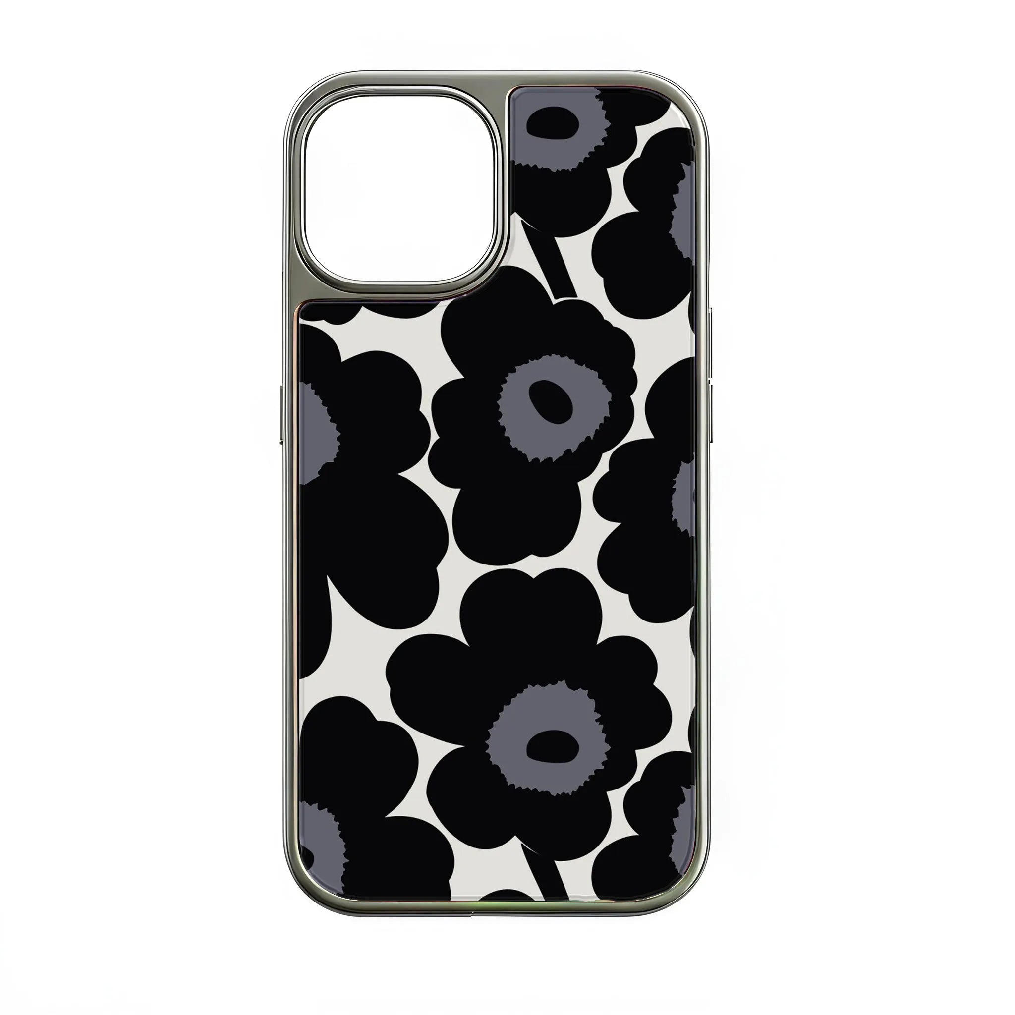 Funda holográfica cromada para iPhone 14 Pro - Diseño floral prismático